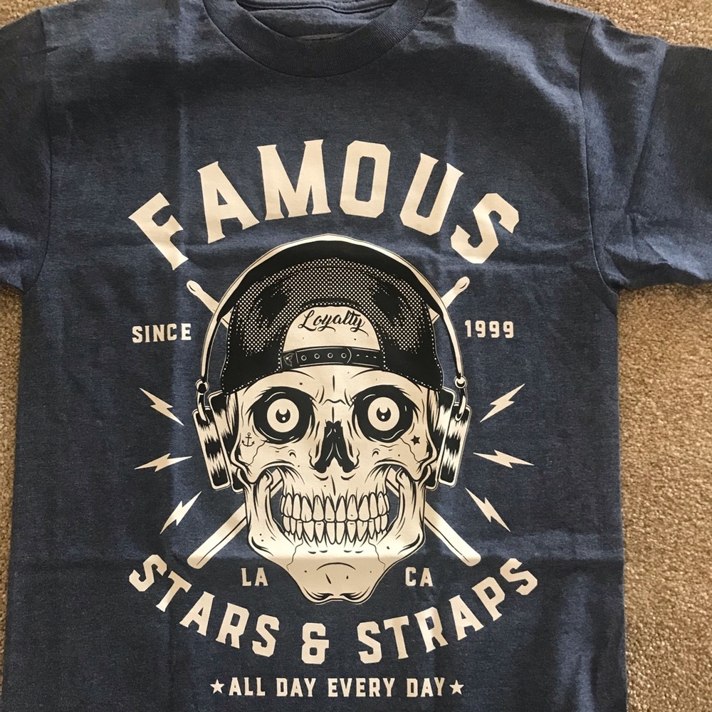 Famous stars & straps t-shirt skull drummer Travis barker shirt blink 182